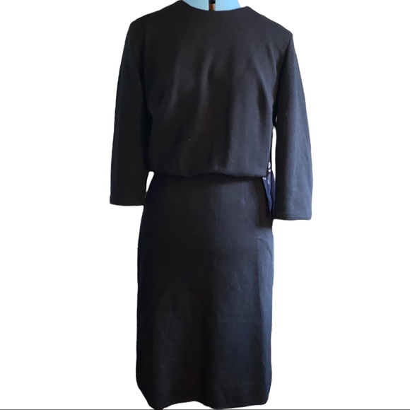 Vintage 1960’s Black Knit Jersey Lined Dress Size 10/12 - Picture 1 of 7